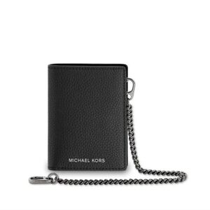 Michael Kors Black Textured Wallet with Chain